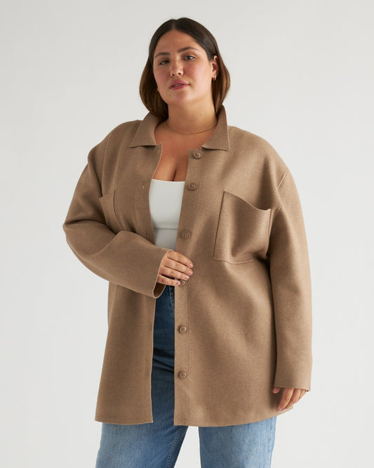 Eco-Knit Milano Stitch Oversized Shirt Jacket