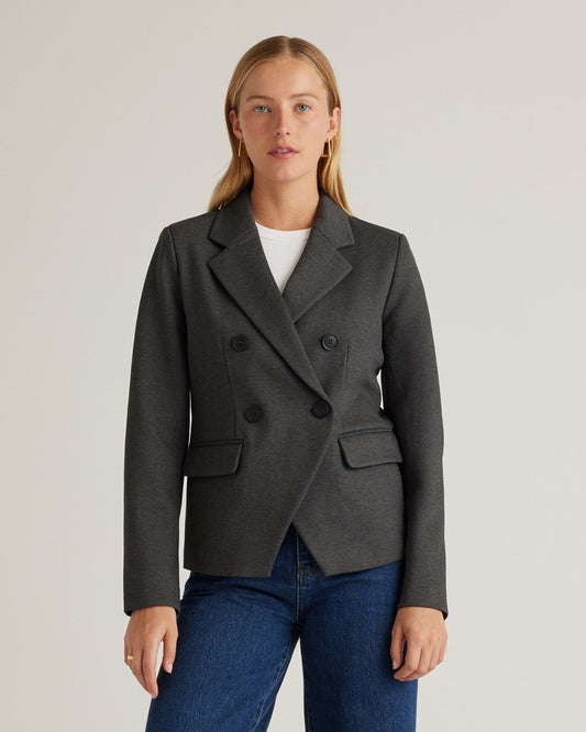 Ultra-Stretch Ponte Double Breasted Blazer