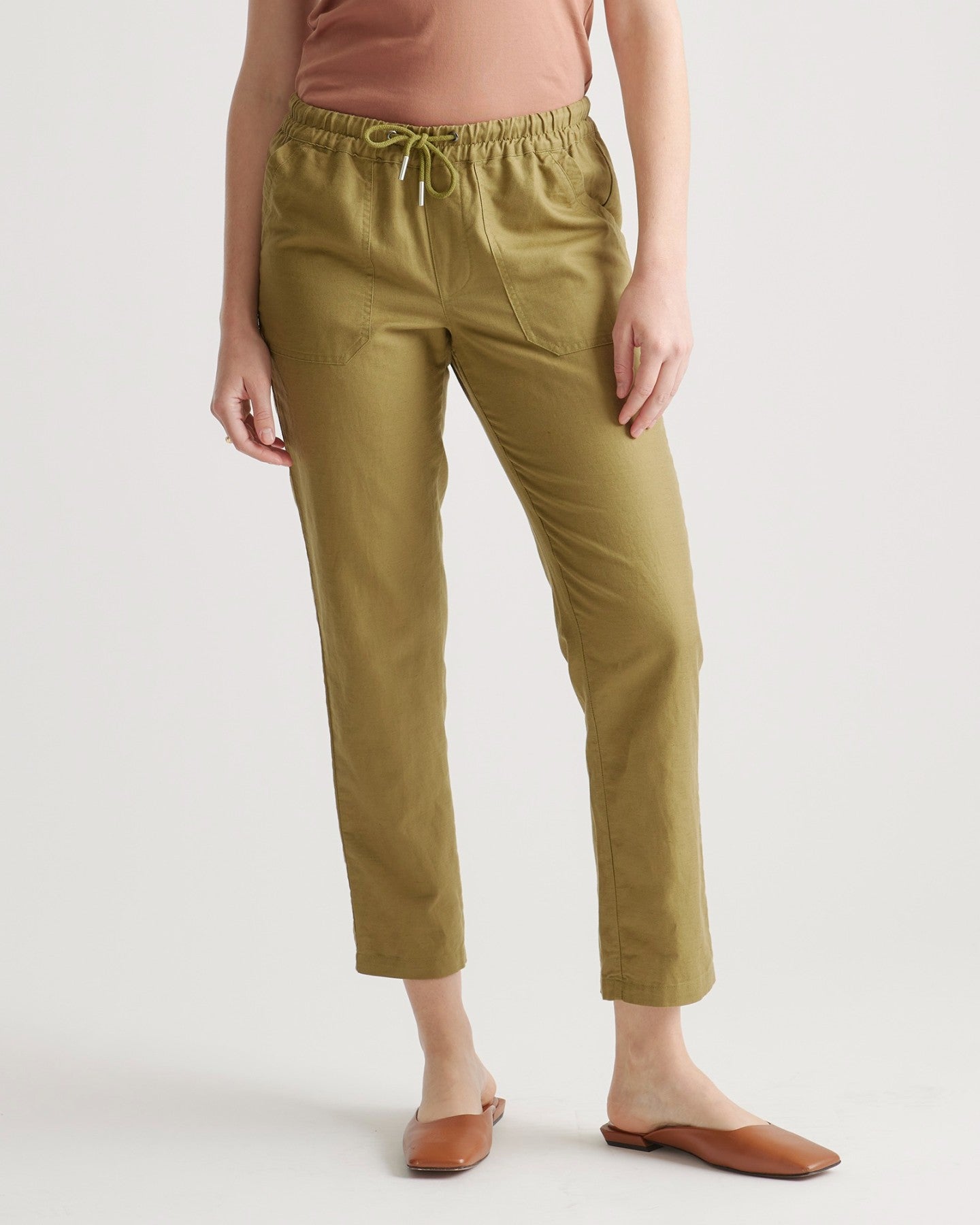 Cotton Linen Twill Straight Leg Pant