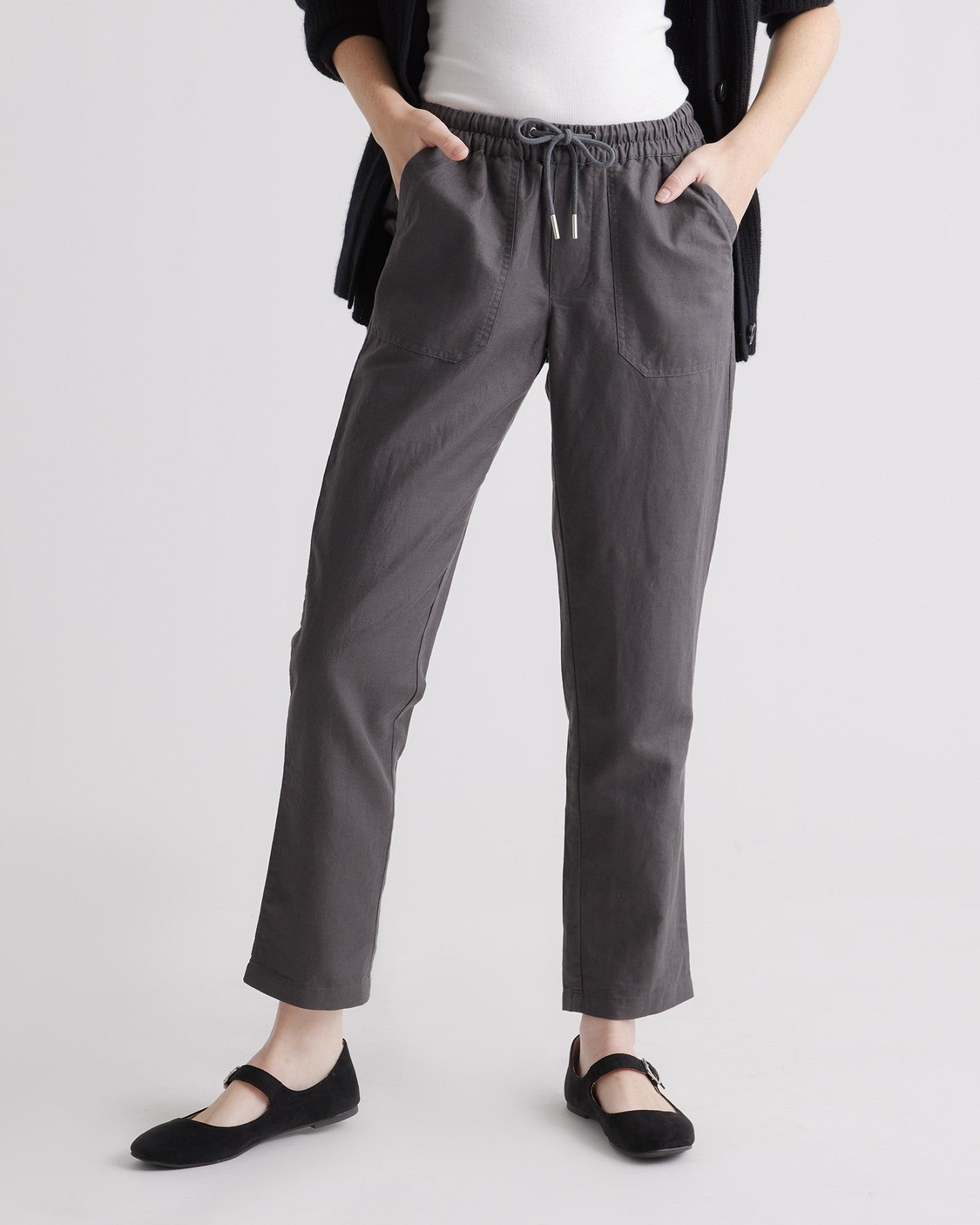 Cotton Linen Twill Straight Leg Pant