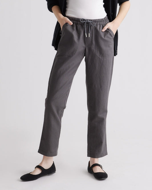 Cotton Linen Twill Straight Leg Pant
