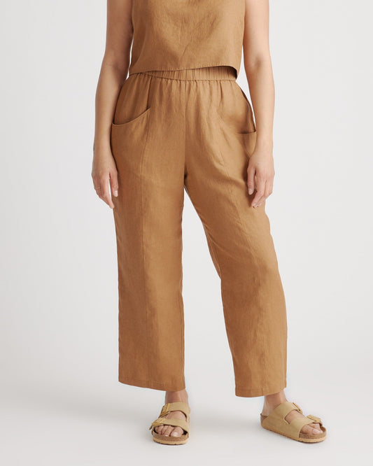 100% European Linen Tapered Ankle Pant