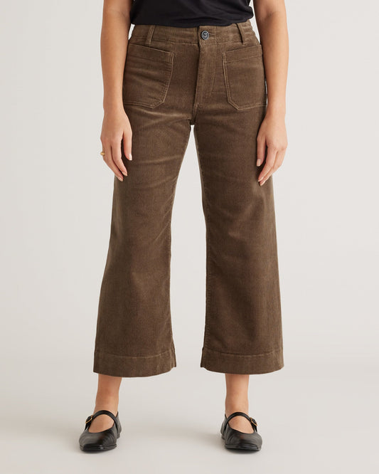 Organic Stretch Corduroy Cropped Wide Leg Pant