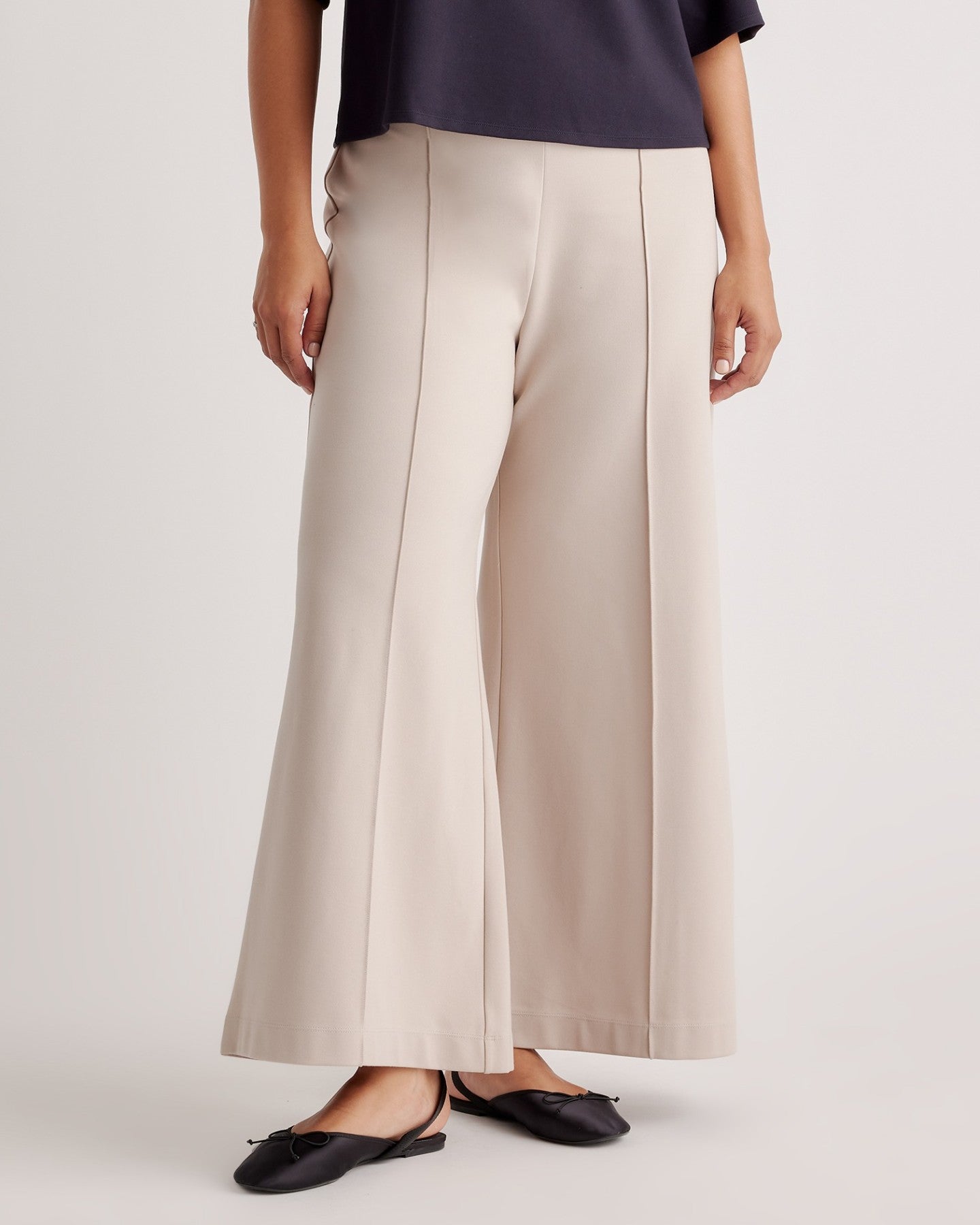 Ultra-Stretch Ponte Super Wide Leg Ankle Pant