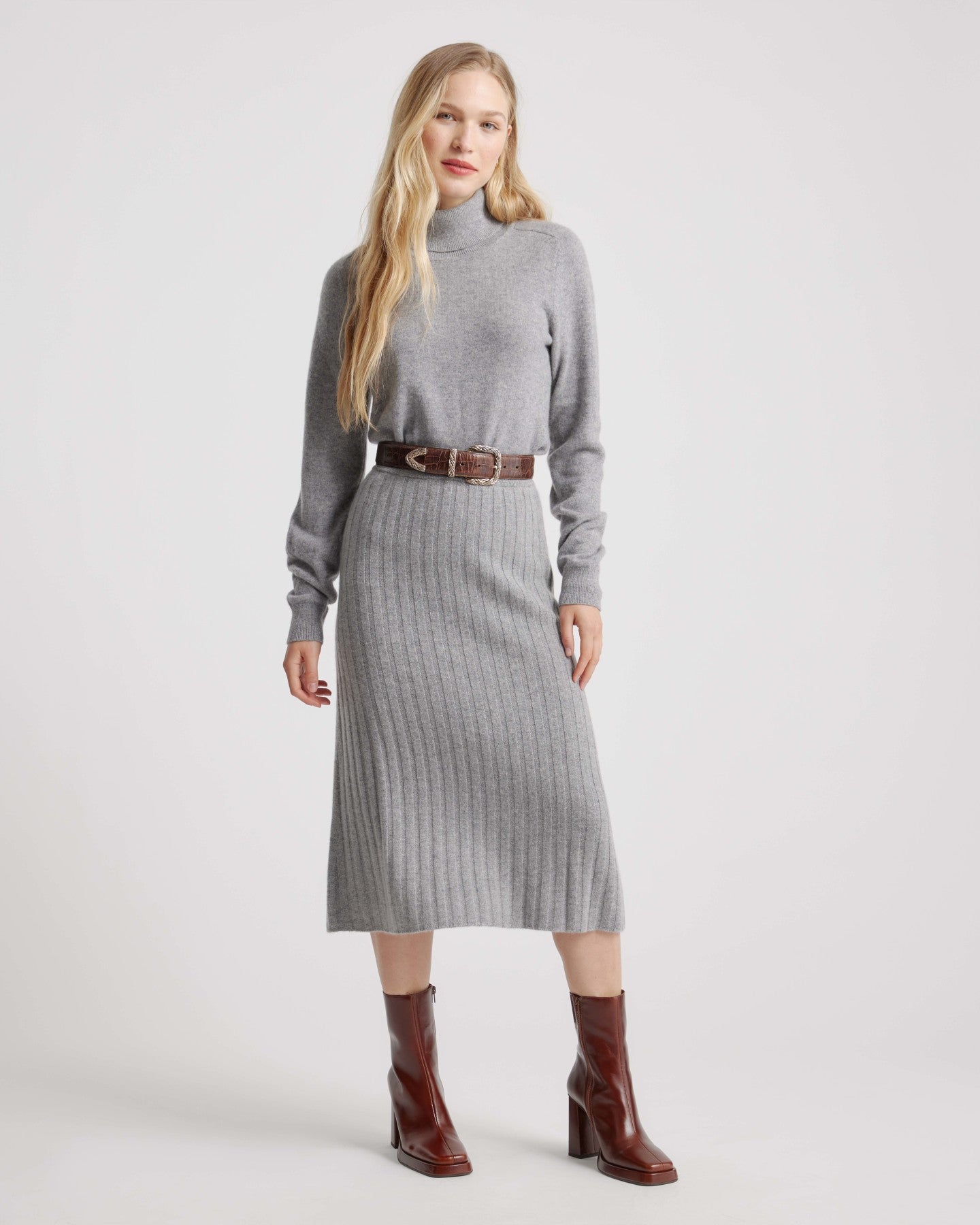Mongolian Cashmere Midi Skirt
