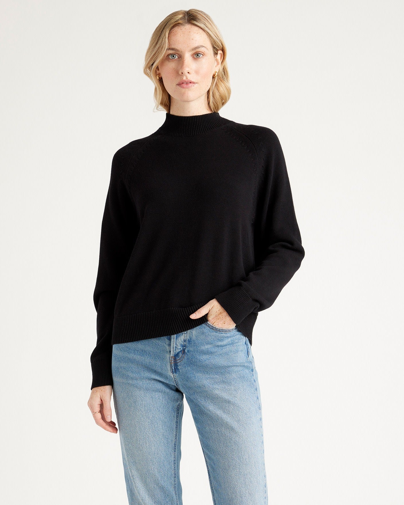 100% Organic Cotton Mock Neck Sweater