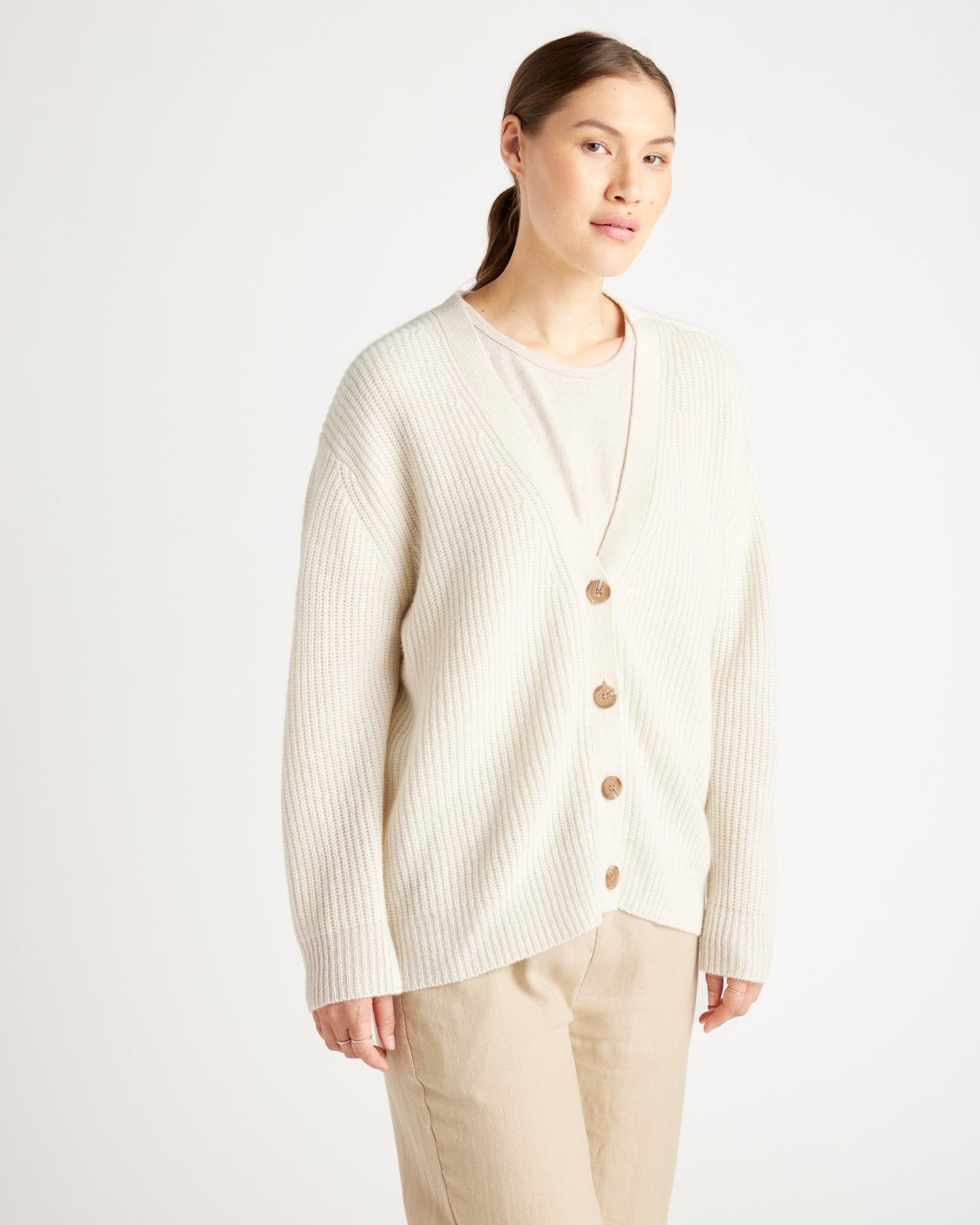 Mongolian Cashmere Fisherman Cardigan Sweater