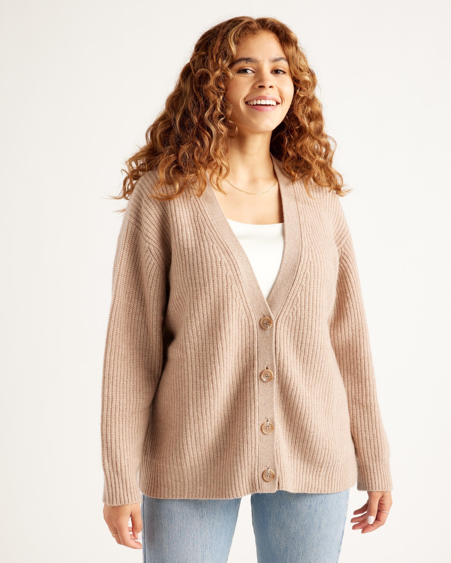 Mongolian Cashmere Fisherman Cardigan Sweater
