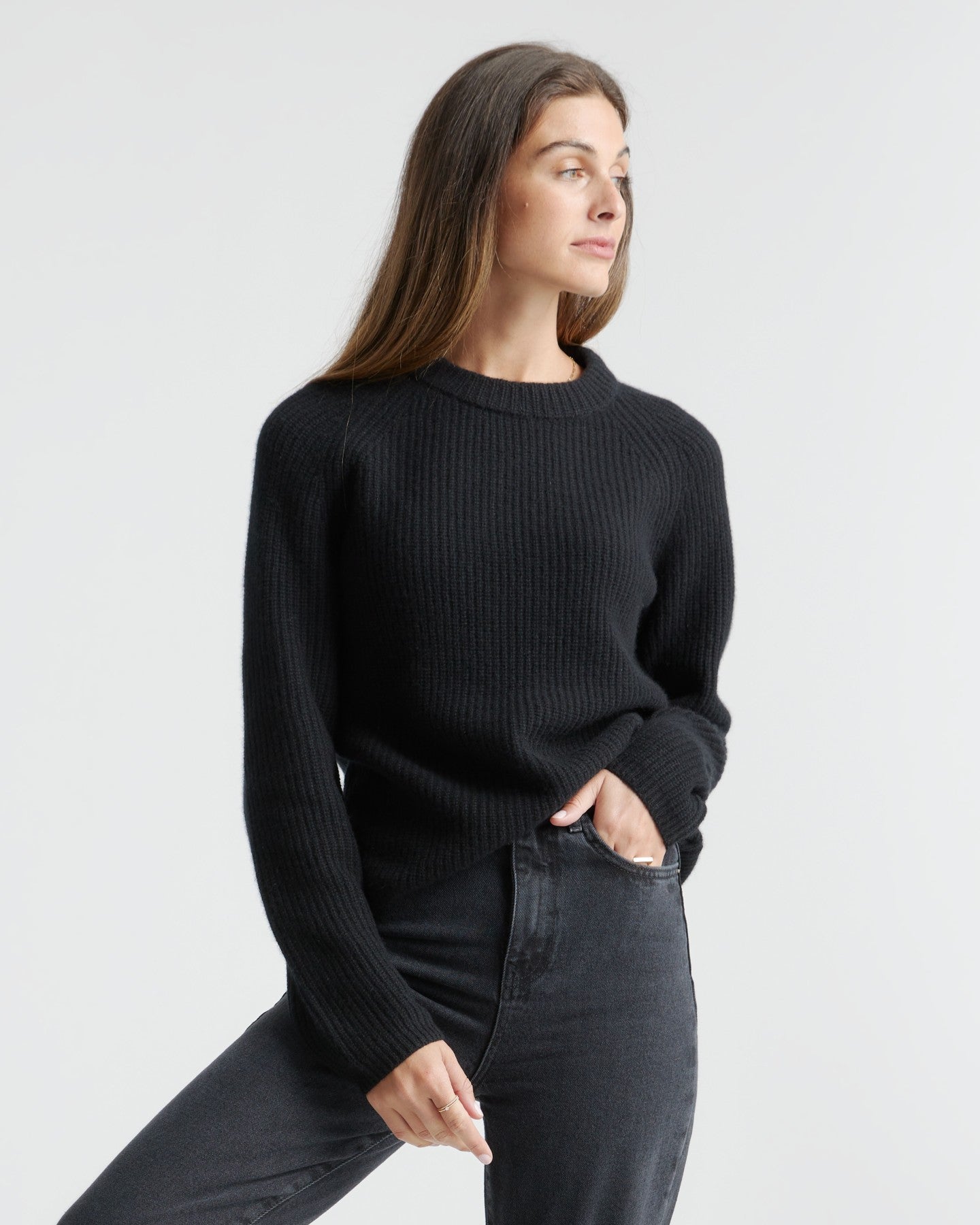 Mongolian Cashmere Fisherman Crewneck Sweater