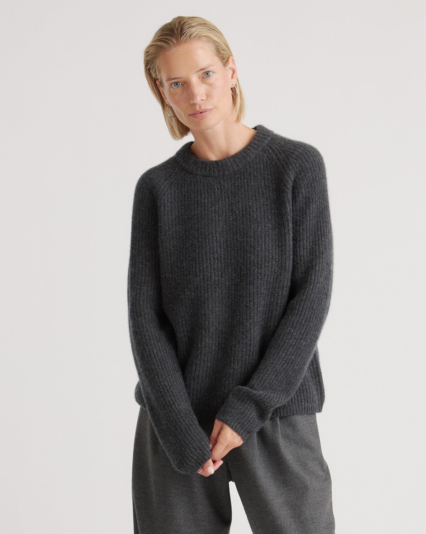Mongolian Cashmere Fisherman Crewneck Sweater