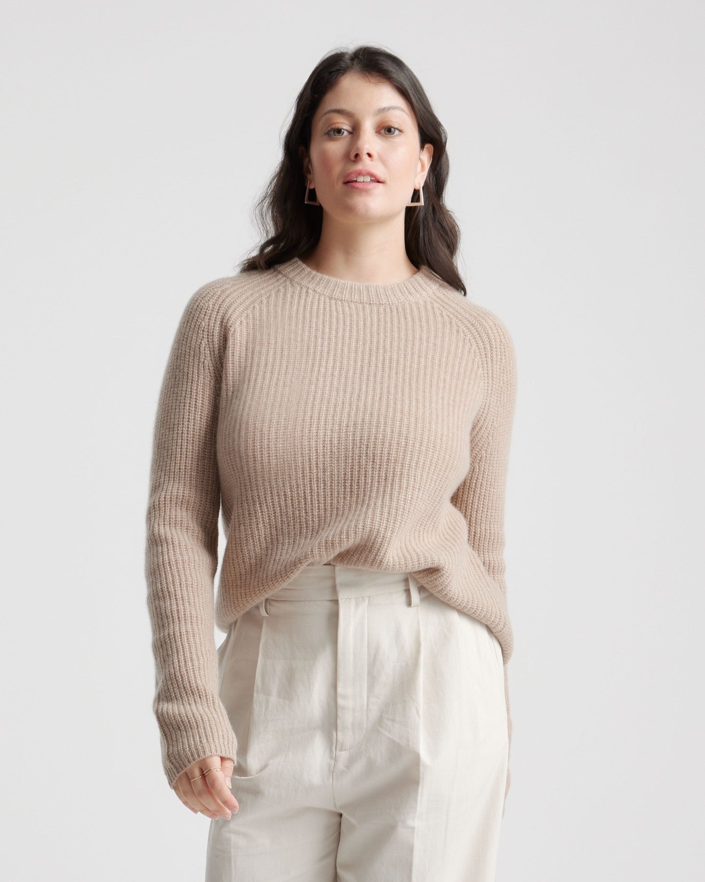 Mongolian Cashmere Fisherman Crewneck Sweater