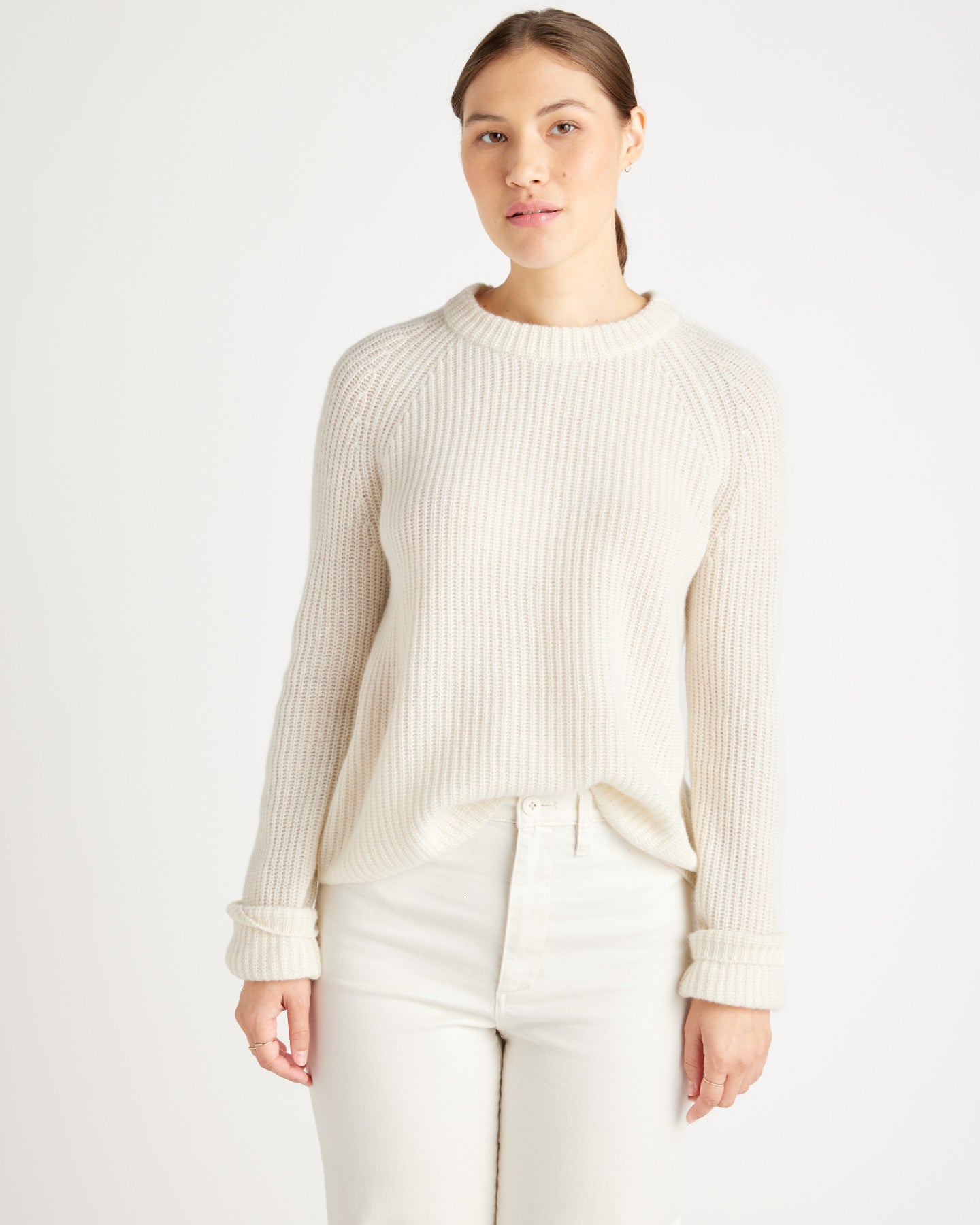Mongolian Cashmere Fisherman Crewneck Sweater