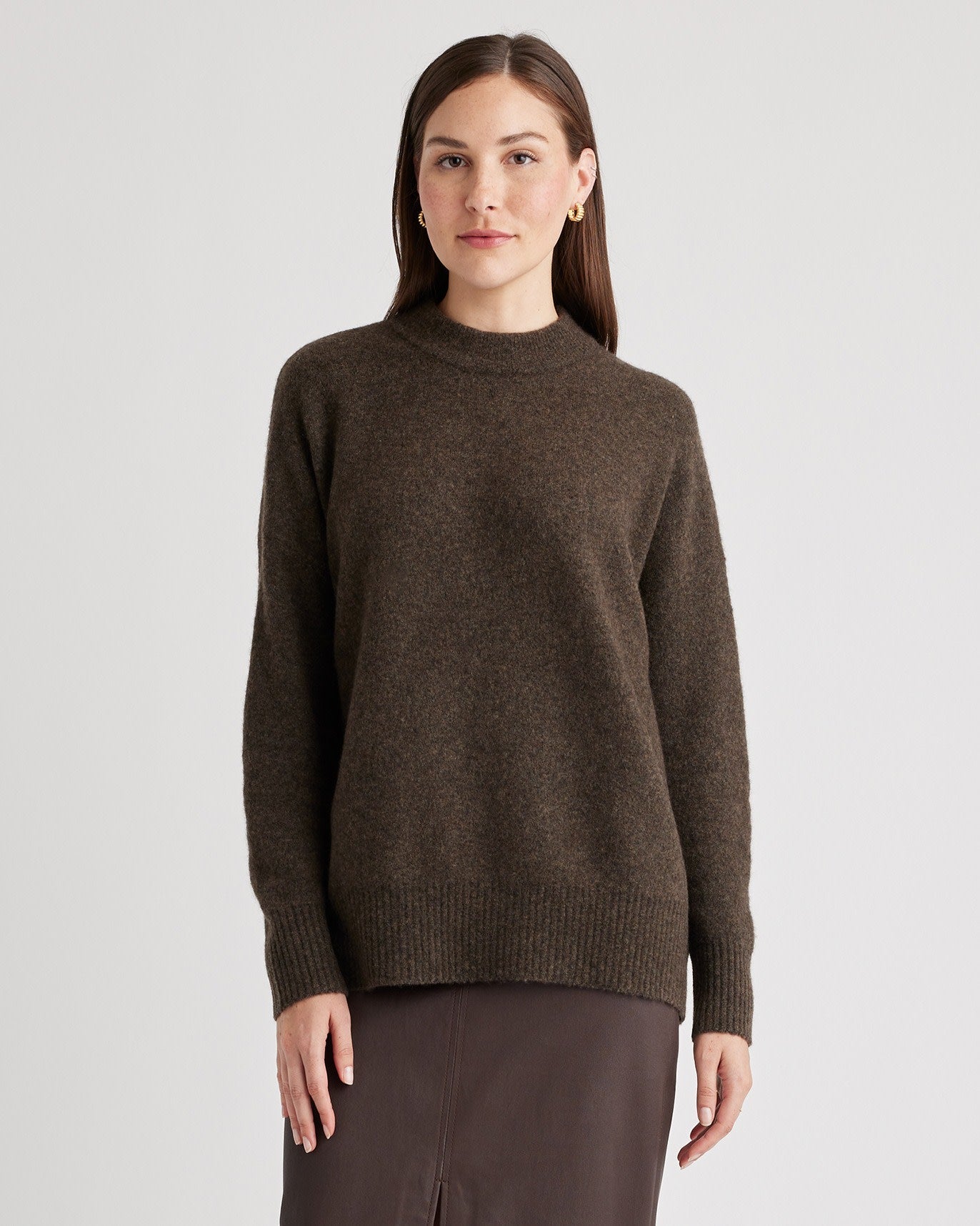 Superfine Merino Wool Boucle Oversized Crewneck Sweater