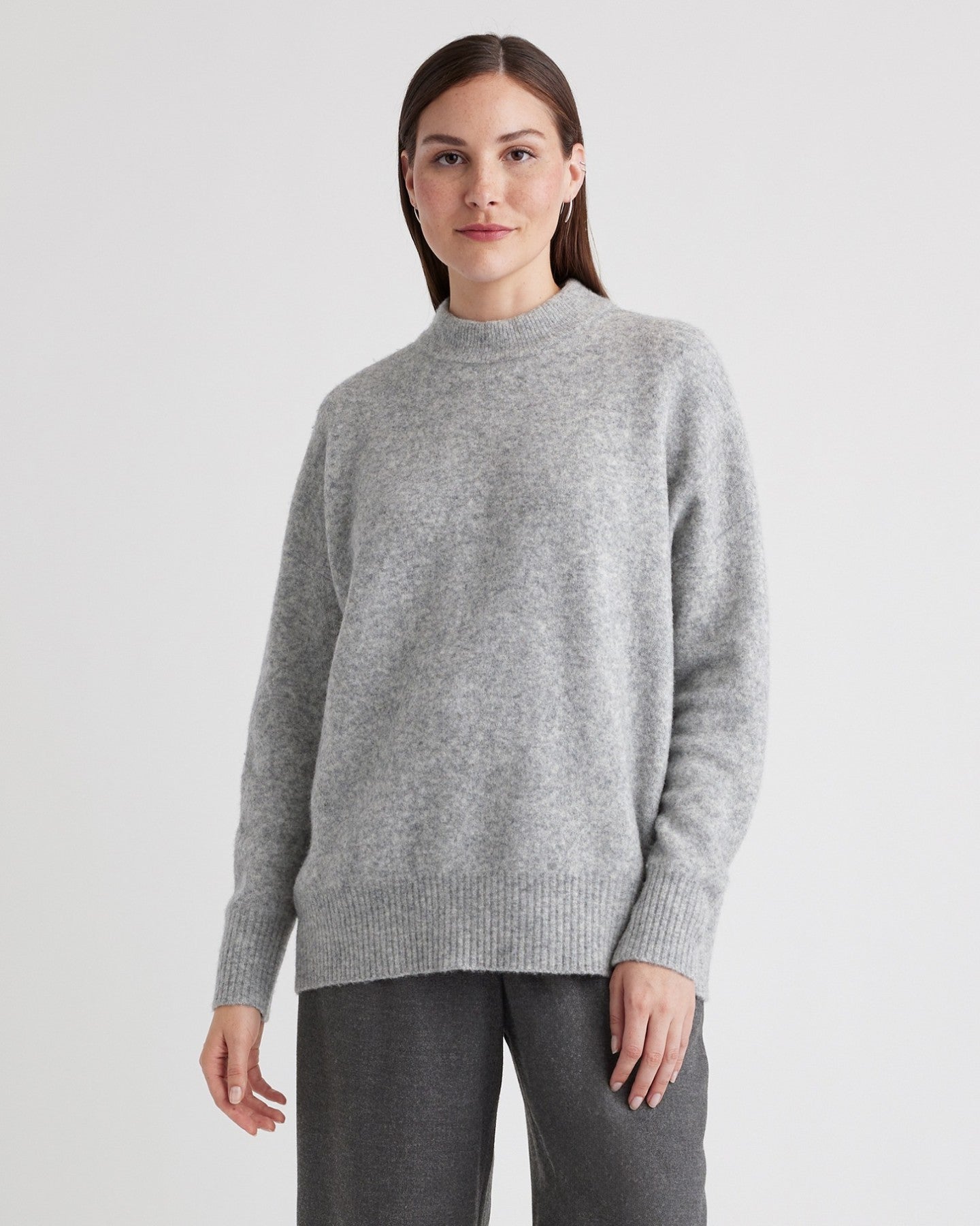 Superfine Merino Wool Boucle Oversized Crewneck Sweater