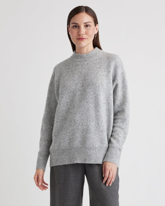 Superfine Merino Wool Boucle Oversized Crewneck Sweater