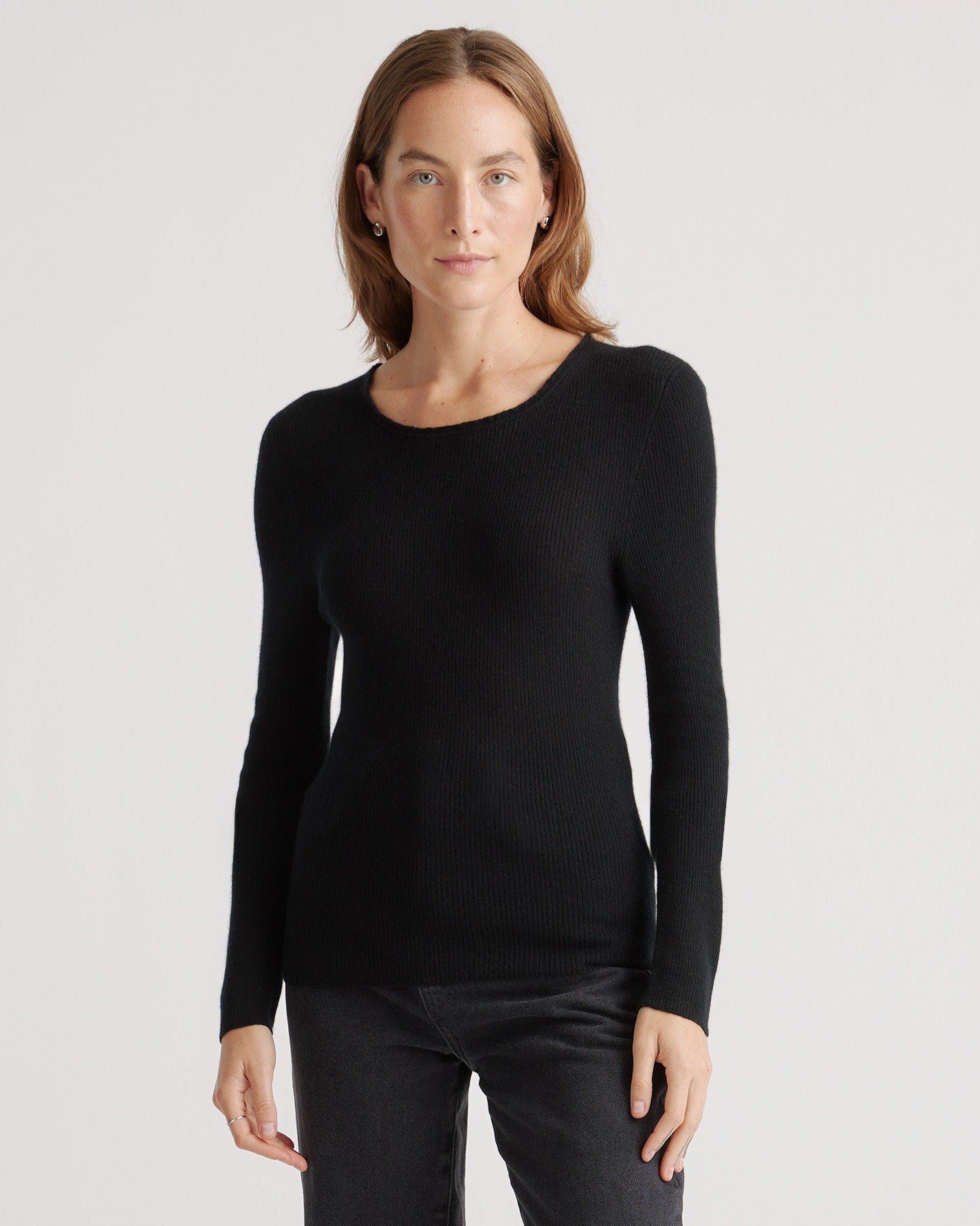 Featherweight Cashmere Ribbed Crewneck Sweater