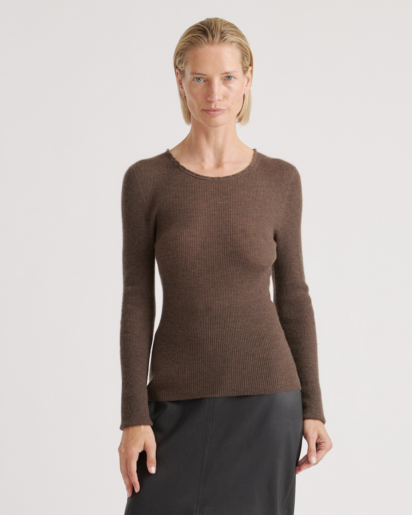 Featherweight Cashmere Ribbed Crewneck Sweater