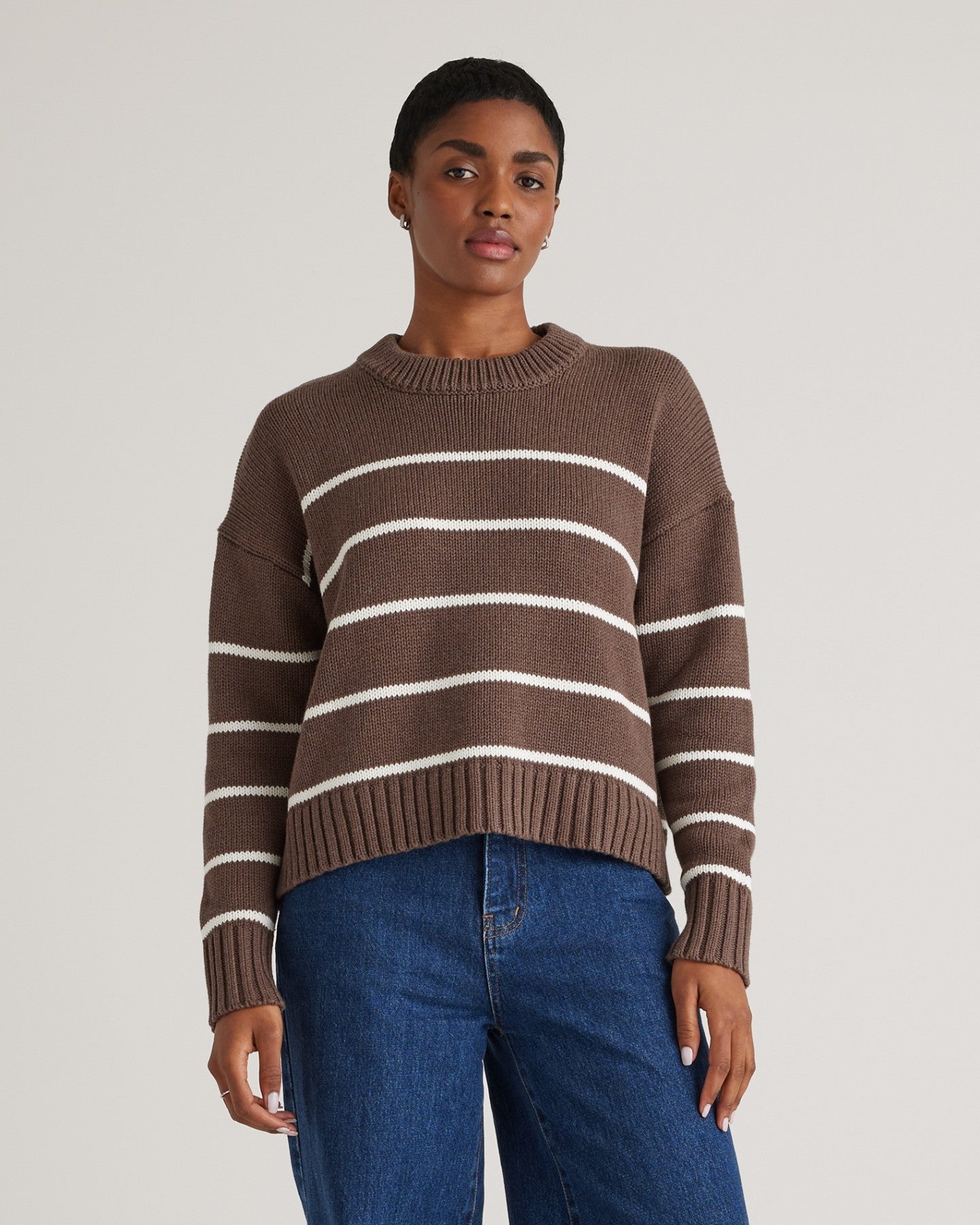 100% Organic Cotton Striped Crew Sweater