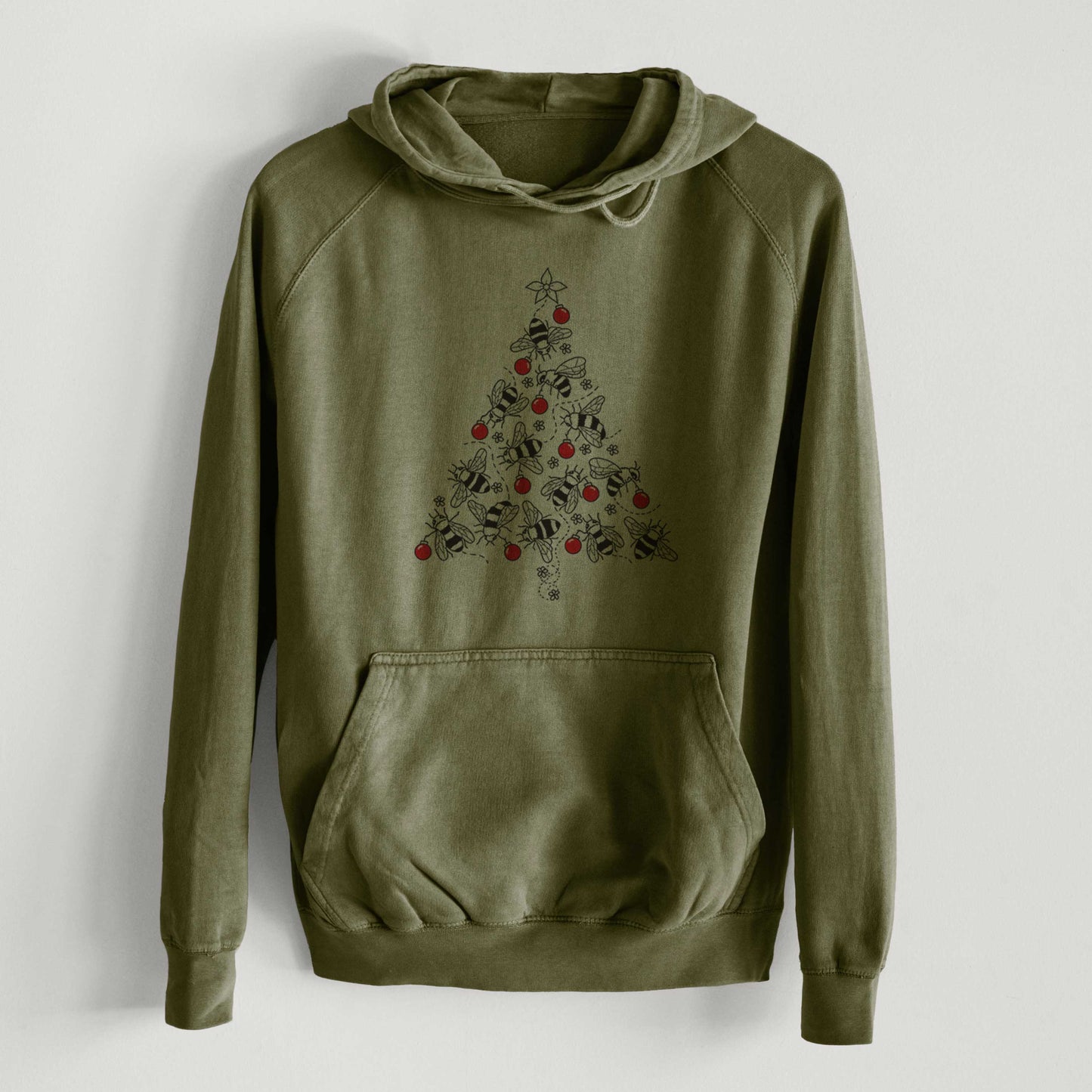 Christmas Tree of Bees  - Mid-Weight Unisex Vintage 100% Cotton Hoodie