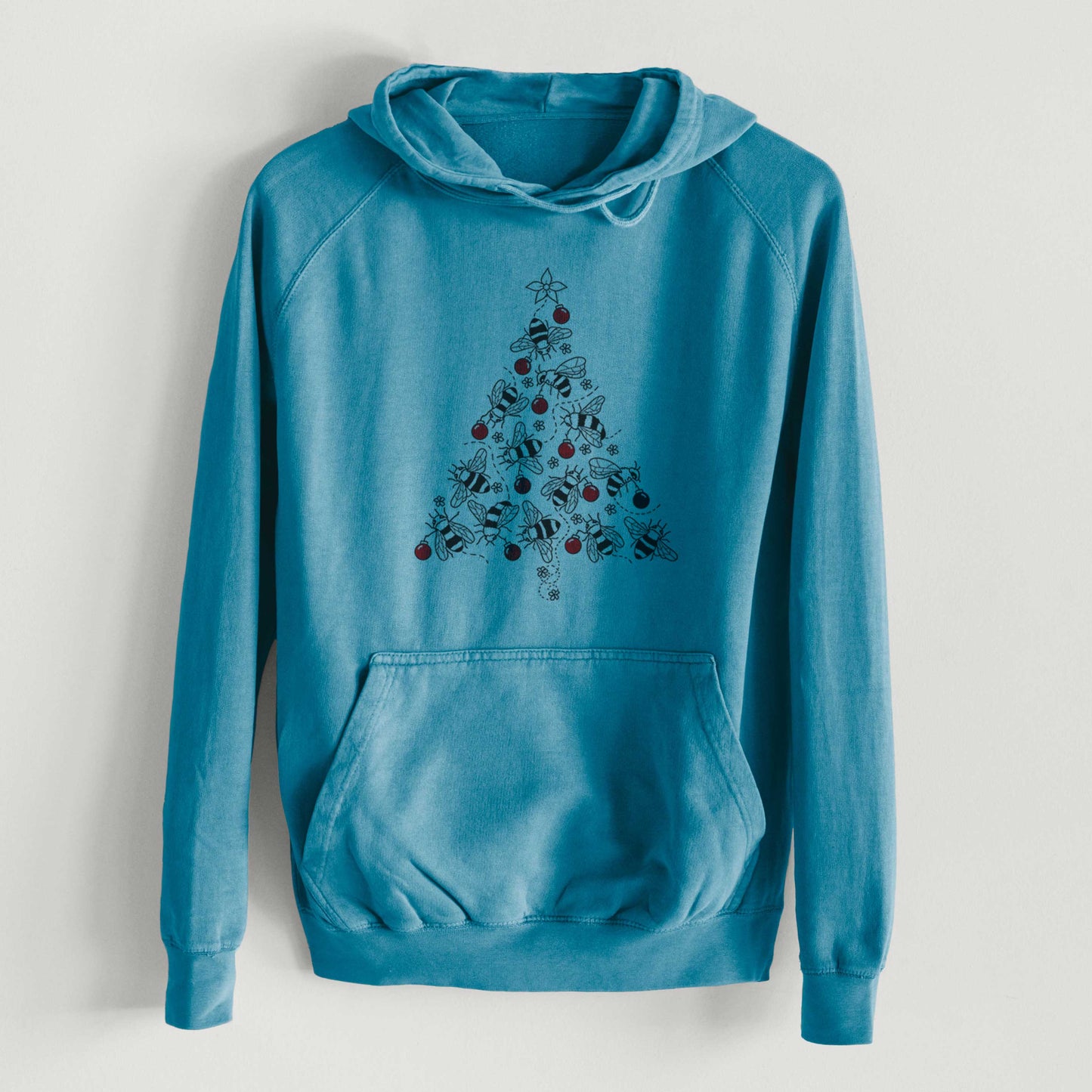 Christmas Tree of Bees  - Mid-Weight Unisex Vintage 100% Cotton Hoodie