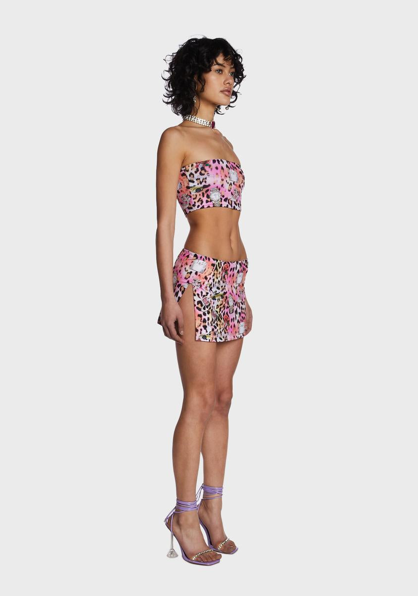 Leopard Print Mini Skirt Set
