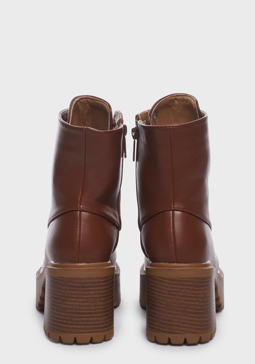 Coffee Juvenile Rebel Platform Boots