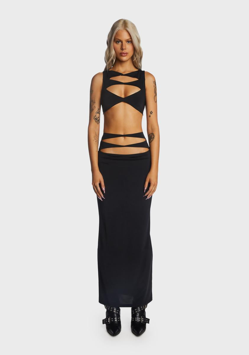 Cut Out Crop Top And Maxi Skirt Set