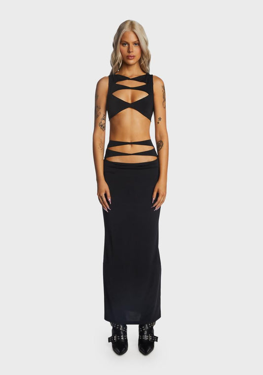 Cut Out Crop Top And Maxi Skirt Set