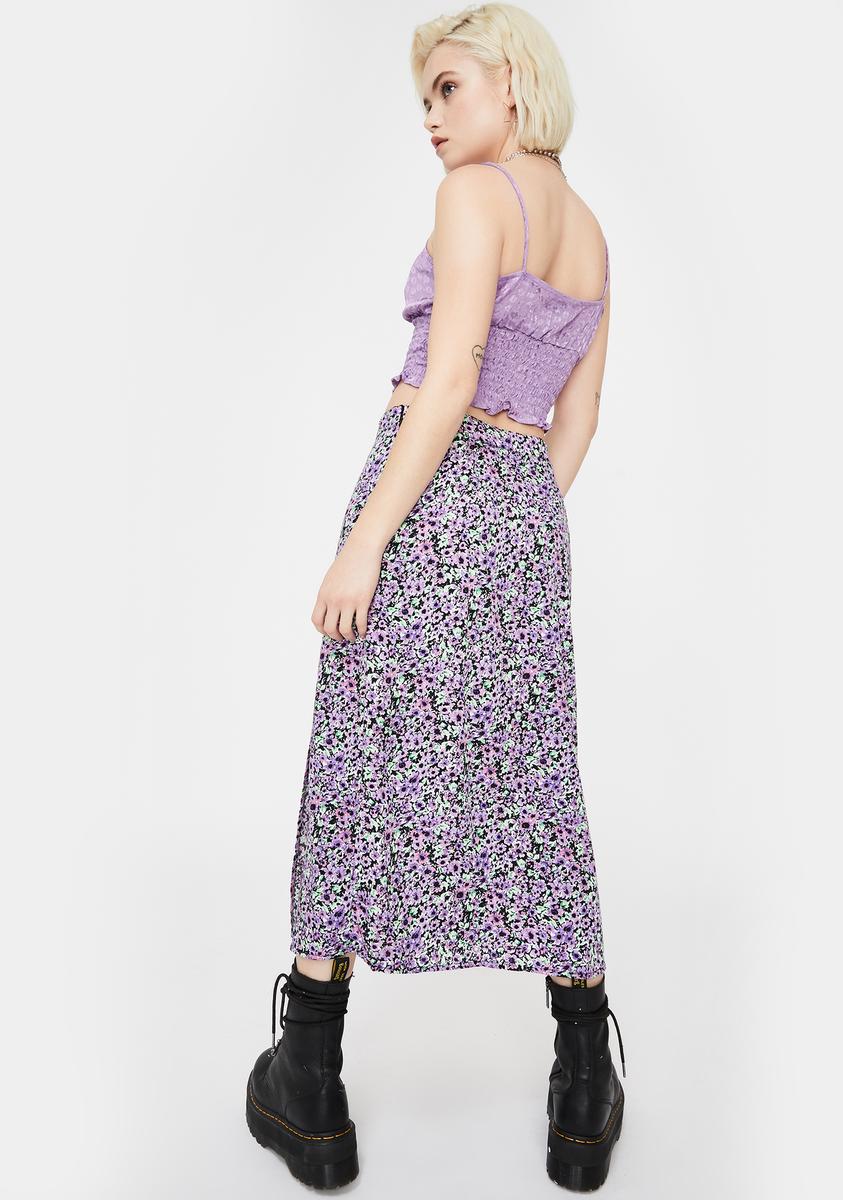 Lilac Floral Saika Midi Skirt