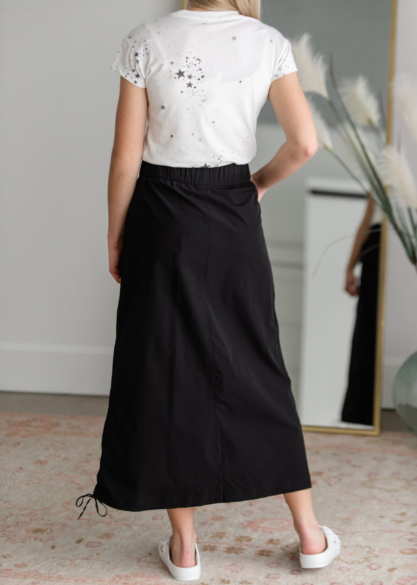 Anika Black Side Cinch Hiking Maxi Skirt - FINAL SALE