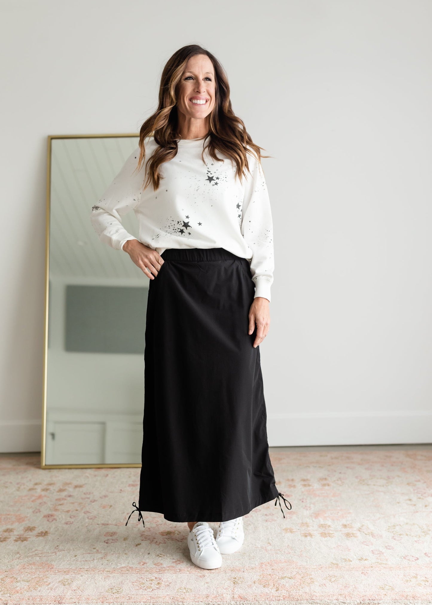Anika Black Side Cinch Hiking Maxi Skirt - FINAL SALE