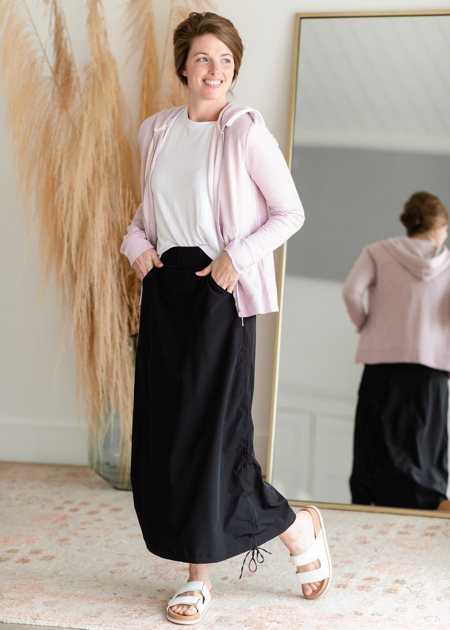 Anika Black Side Cinch Hiking Maxi Skirt - FINAL SALE