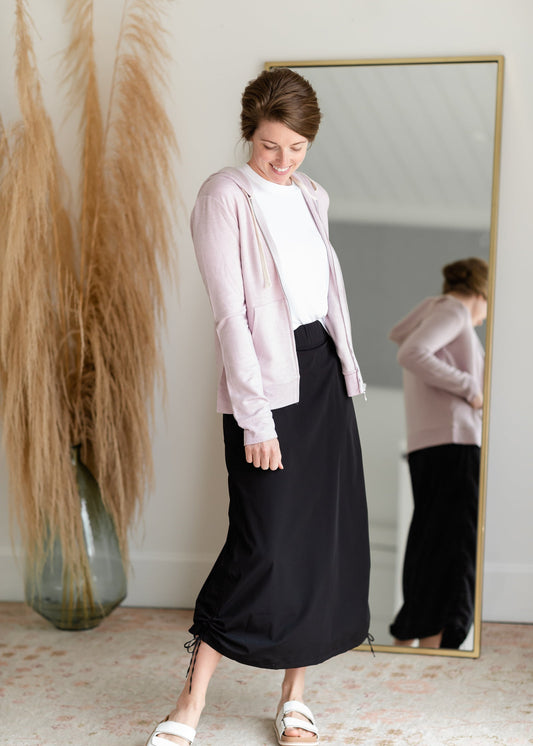 Anika Black Side Cinch Hiking Maxi Skirt - FINAL SALE