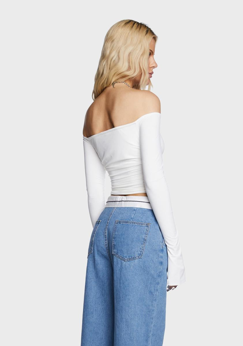 Corey Off The Shoulder Gathered Top - White