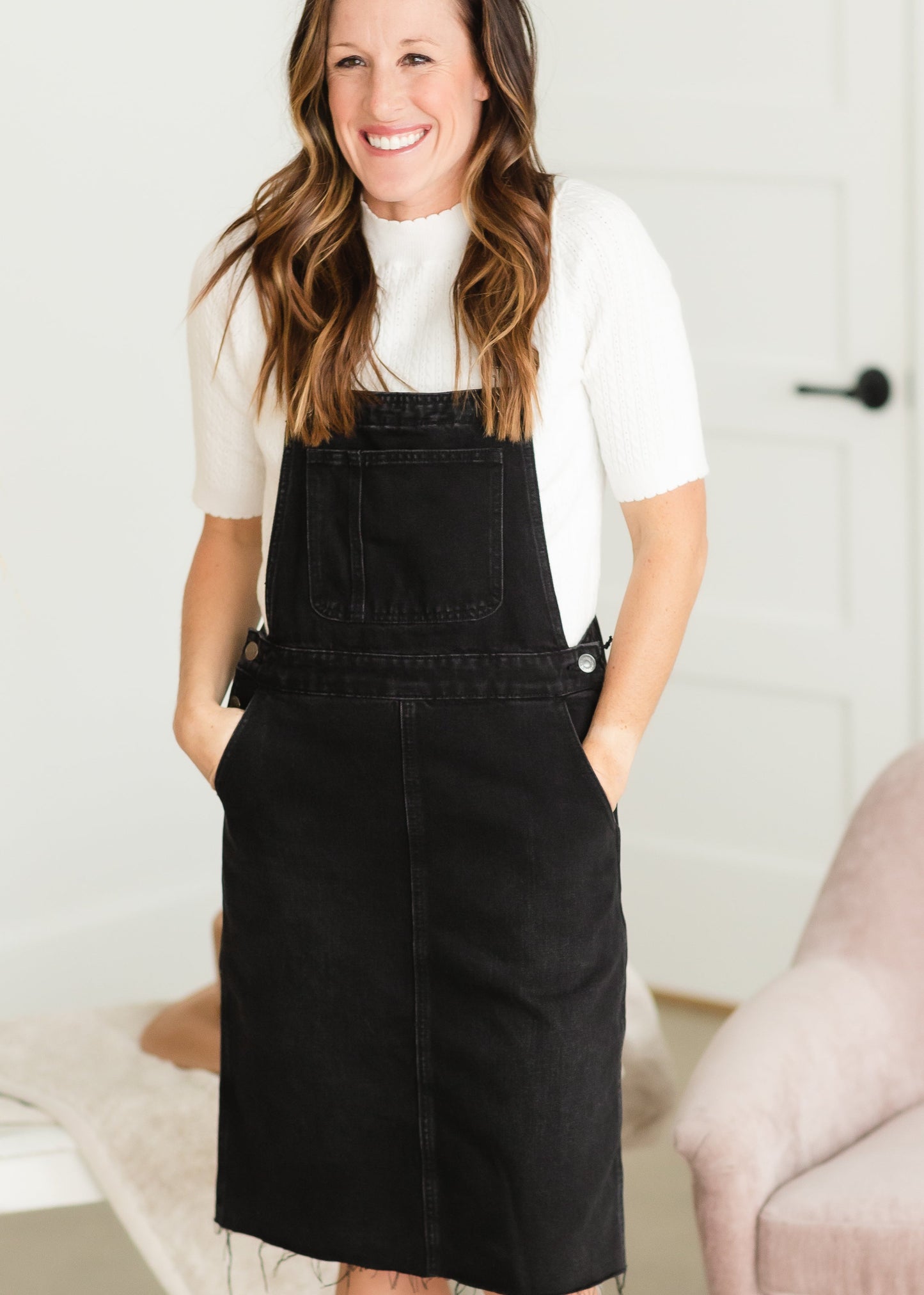 Black Denim Overall Dress - FINAL SALE
