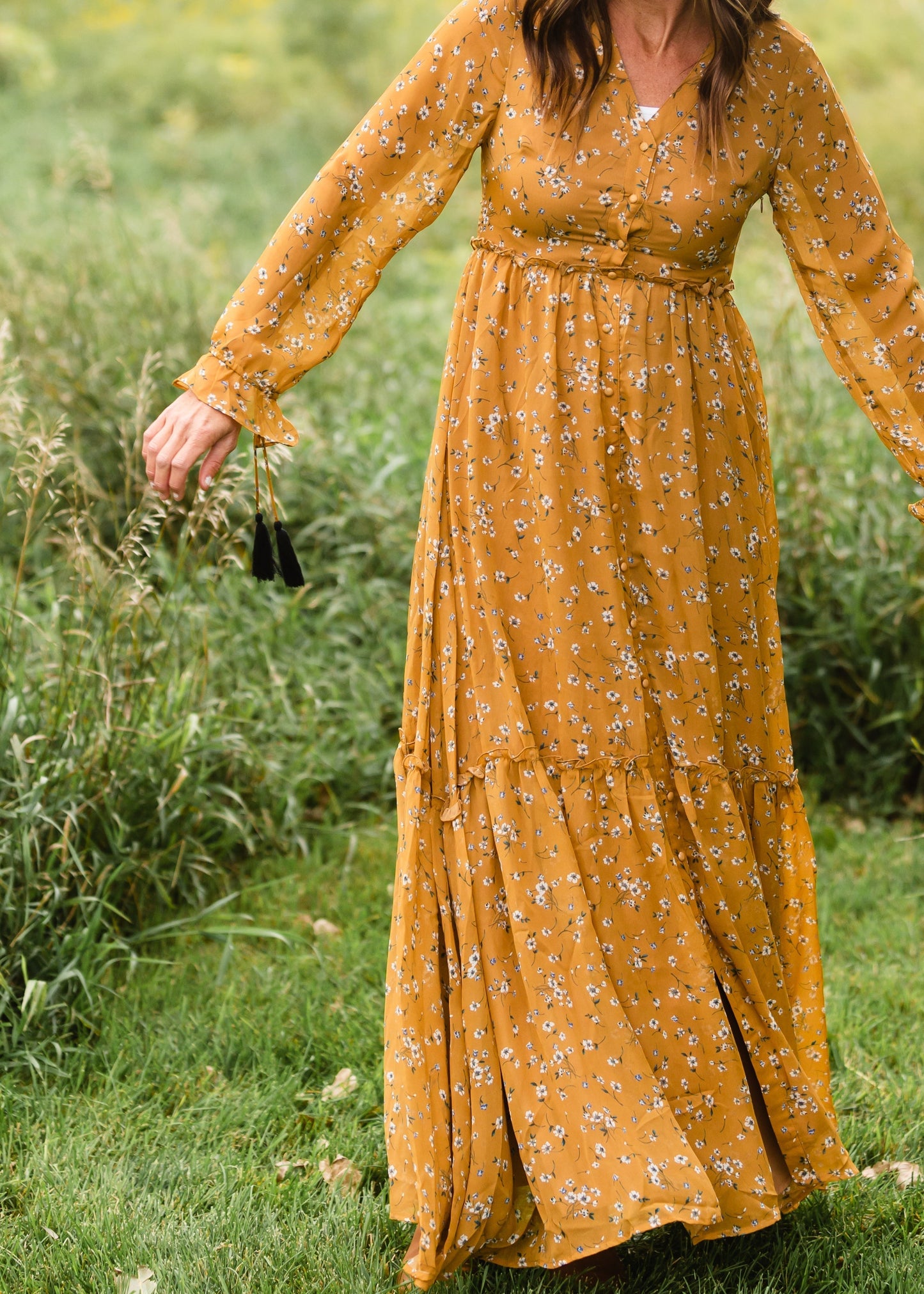 Button Front Floral Boho Maxi Dress - FINAL SALE