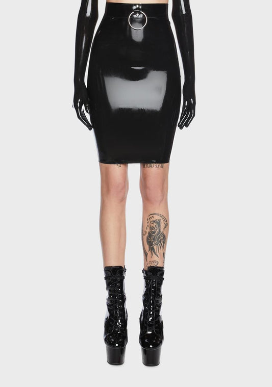 x Bettie Page Black Imogen Latex Pencil Skirt