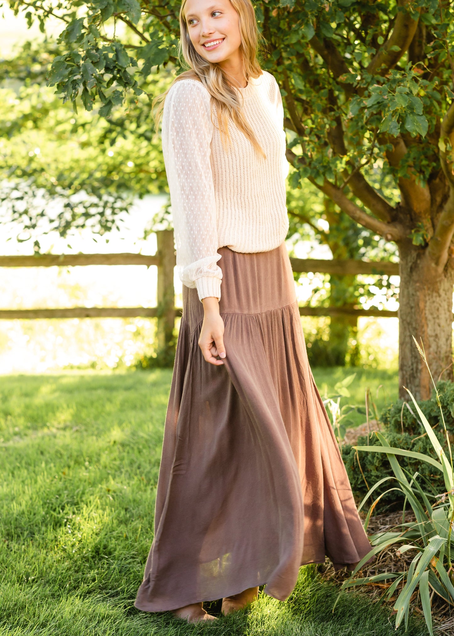 Cream Crochet Sweater W/ Sheer Sleeves