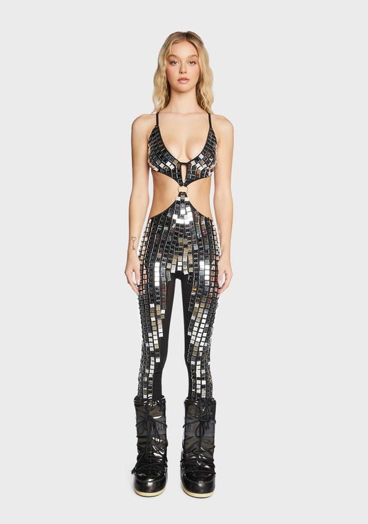 Silver Molly Mirror Catsuit