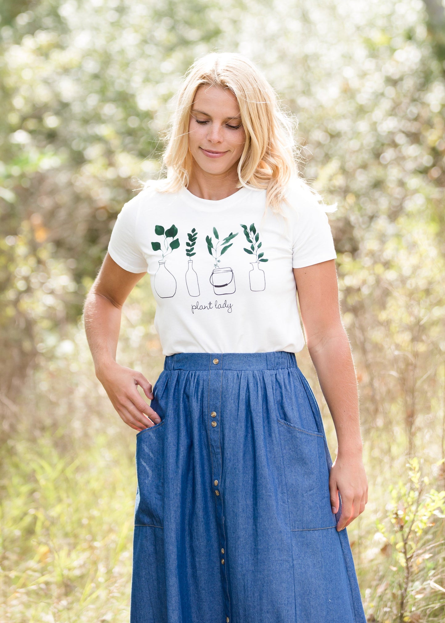 Denim Double Button Midi Skirt - FINAL SALE