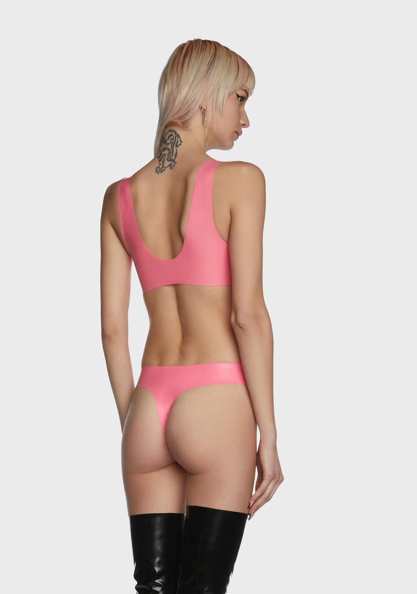 Pink Broken Hearts Latex Bra Top