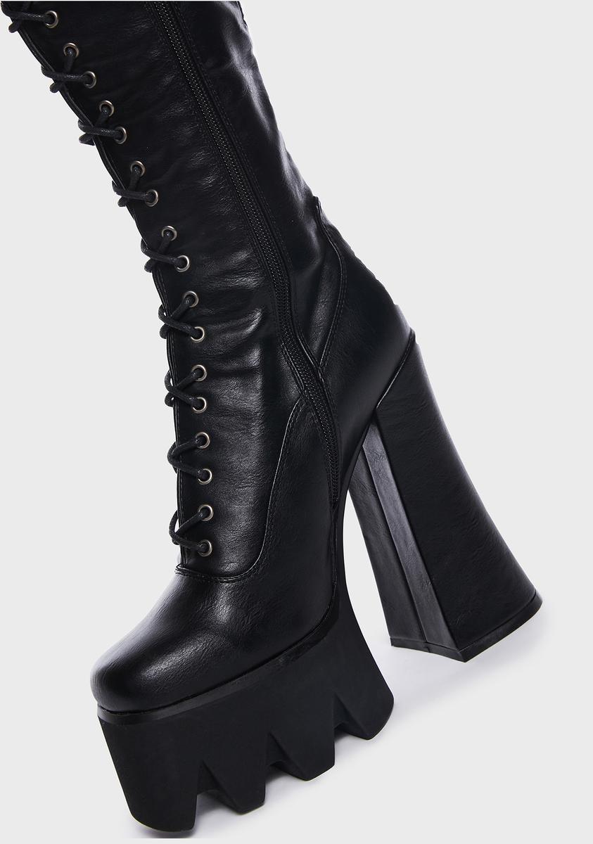Preoccupied Platform Knee High Boots