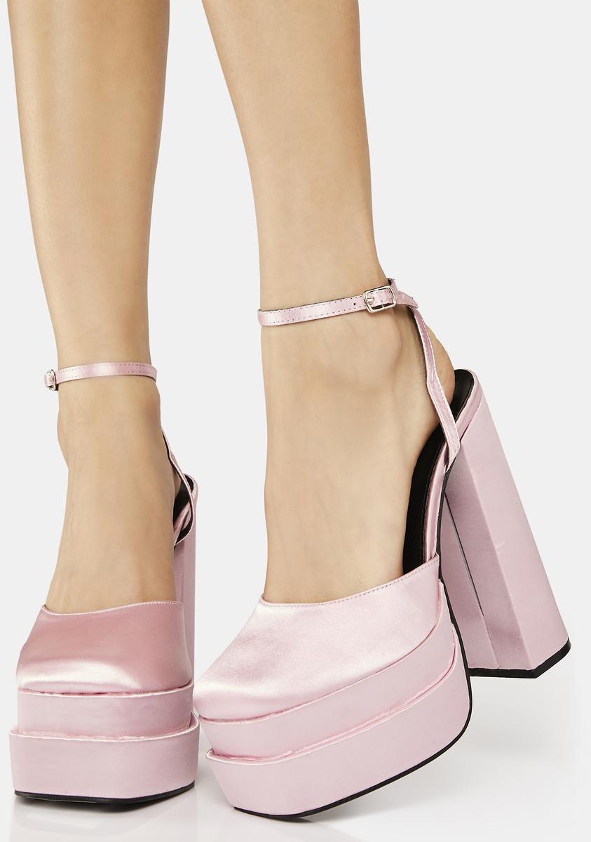 Pink Satin Moonchild Platform Heels