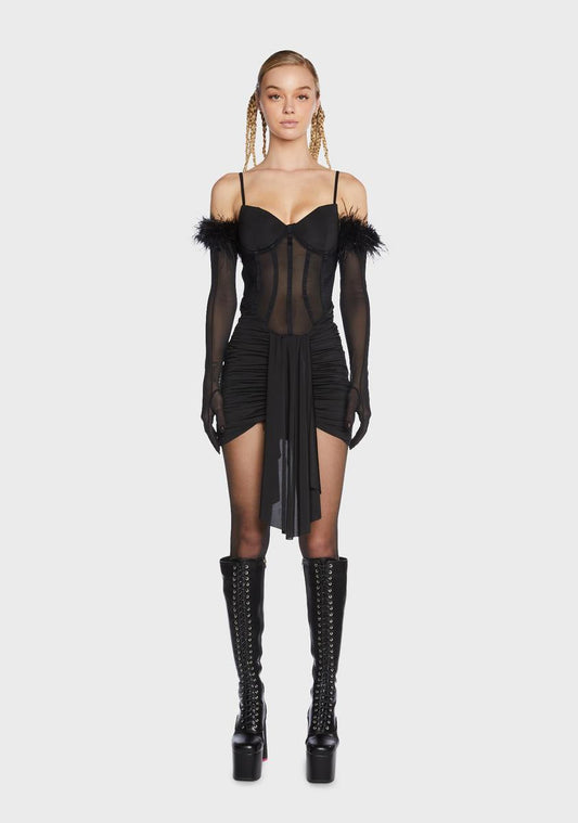 Sheer Dress With Gloves