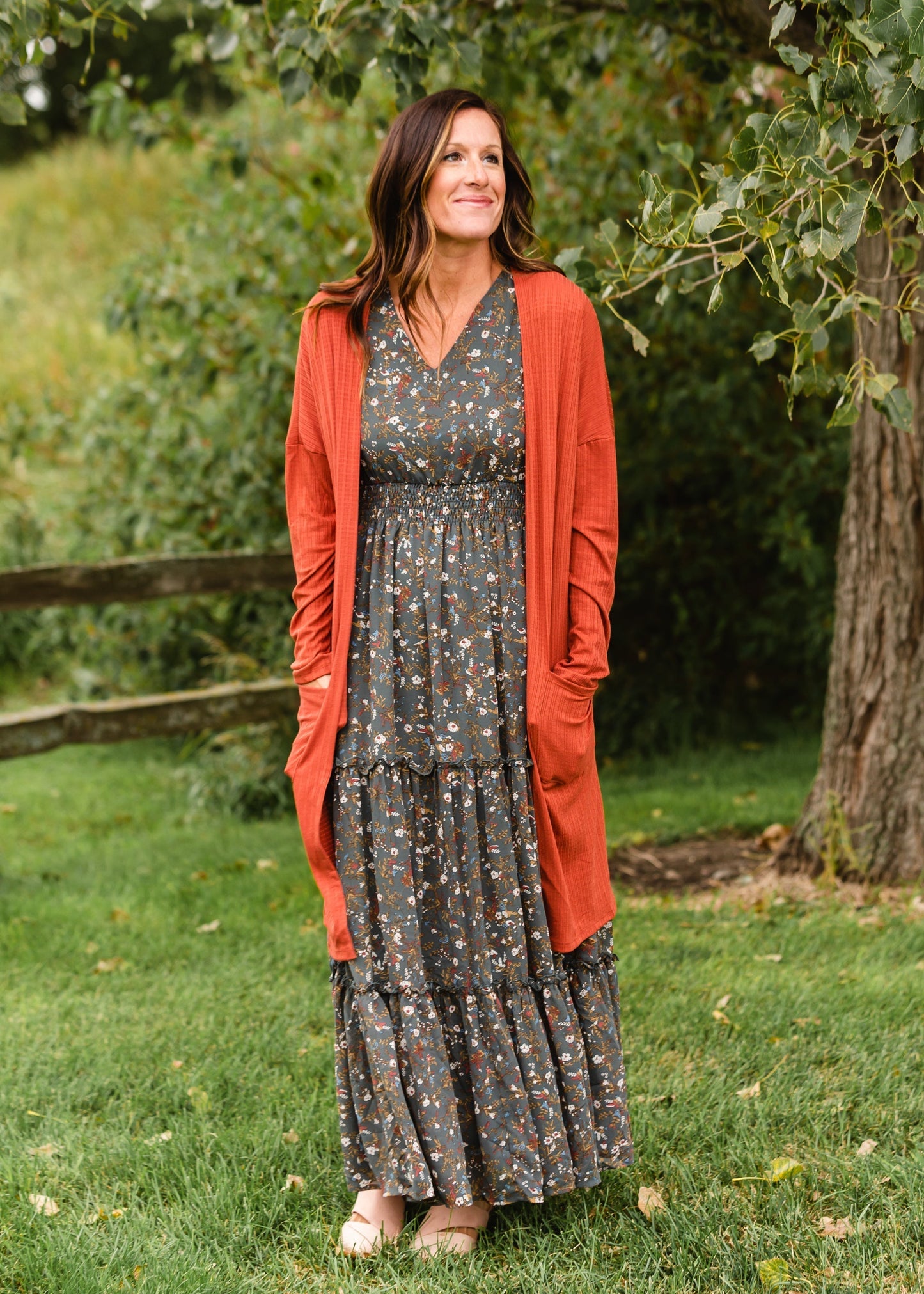 Eden Sage Floral Ruffle Sleeve Maxi Dress - FINAL SALE