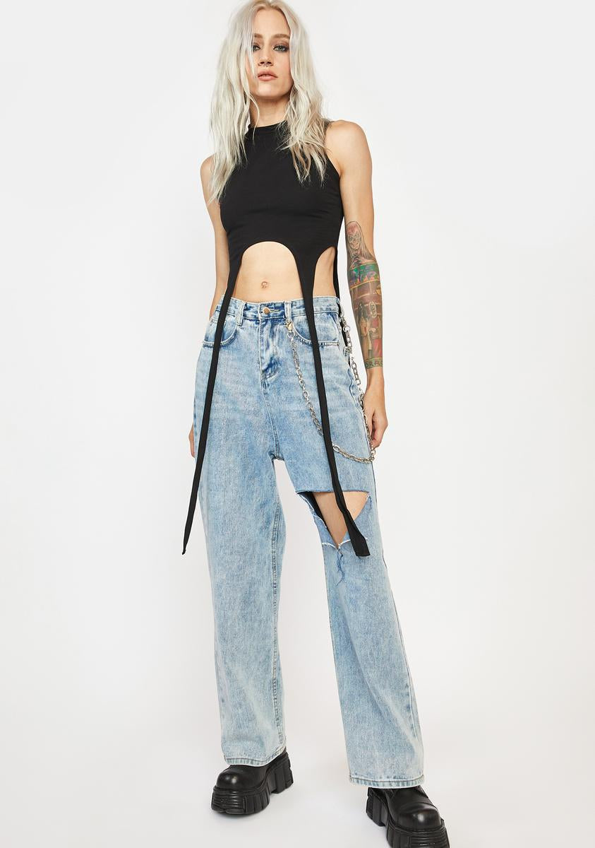 Black Fire Mock Neck Top