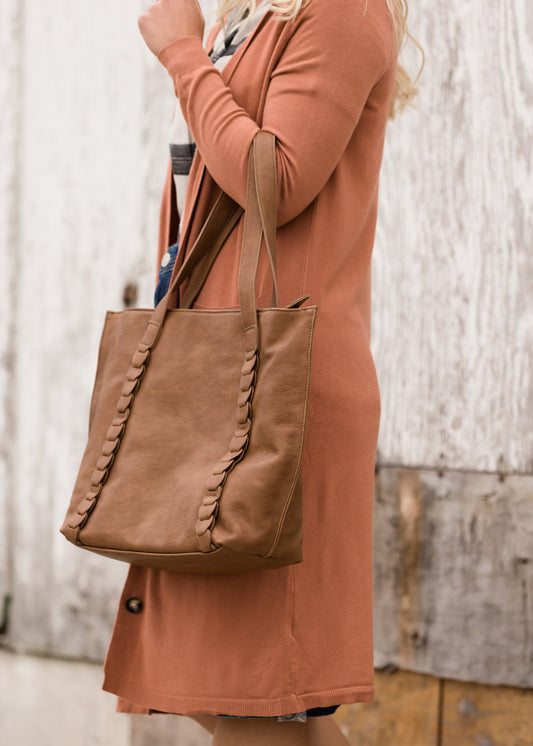 Faux Leather Zipper Tote