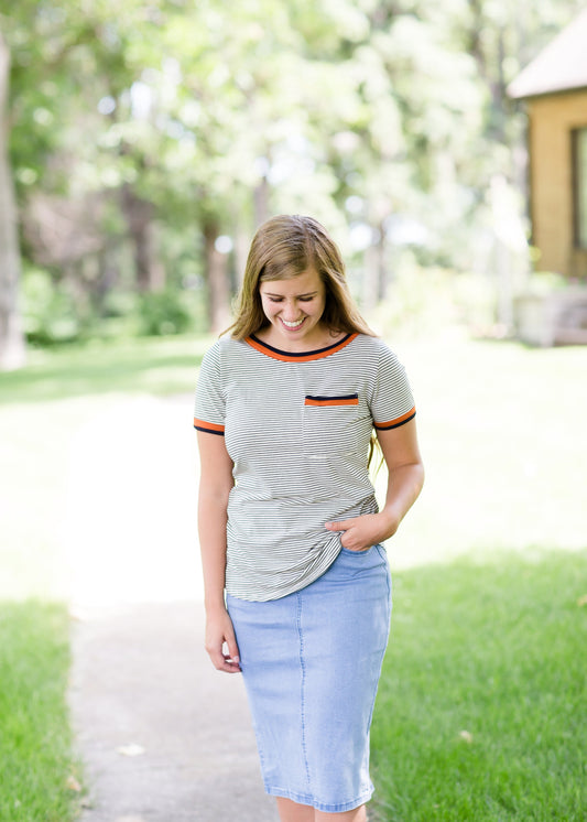Front Pocket Mini Striped Tee