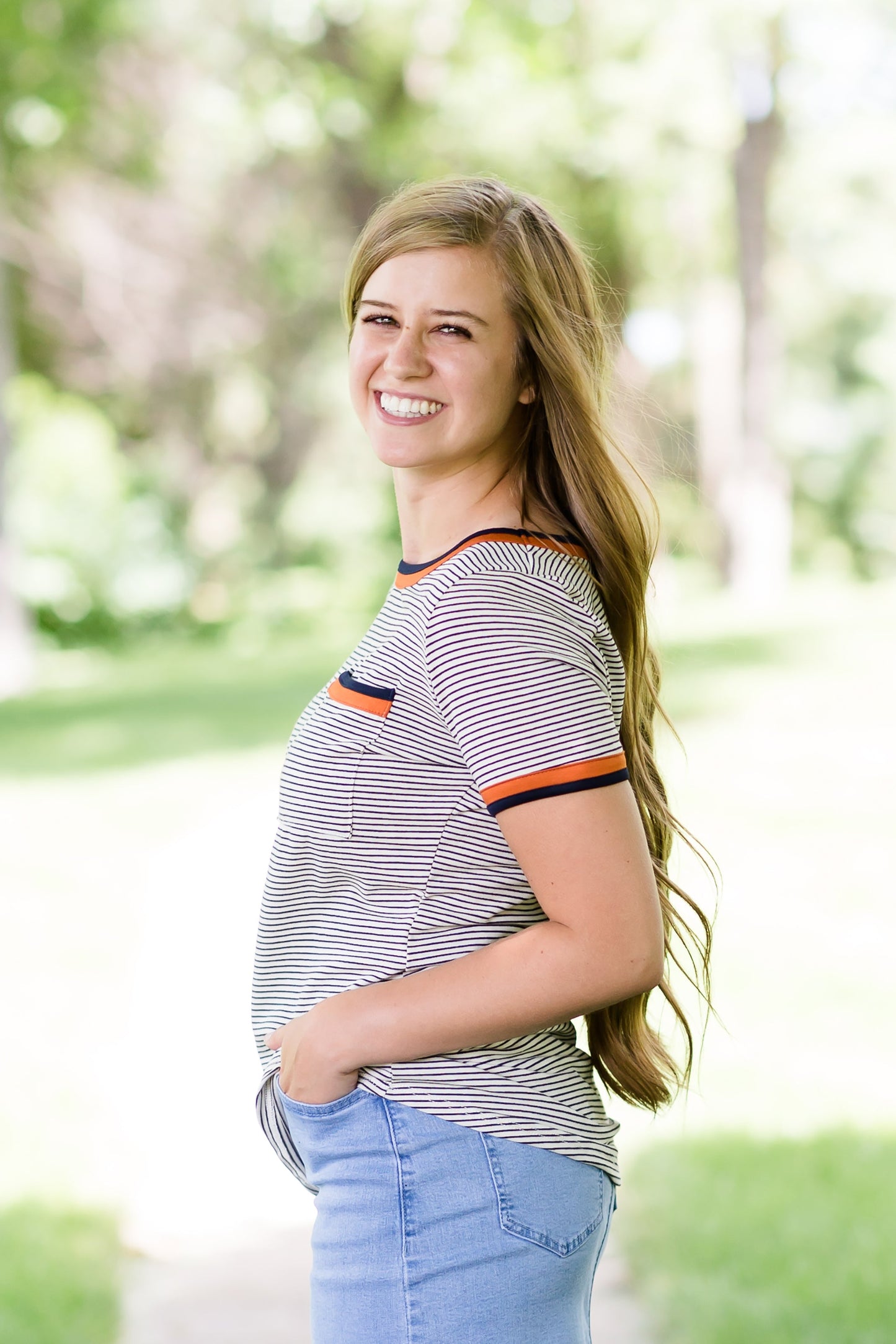 Front Pocket Mini Striped Tee
