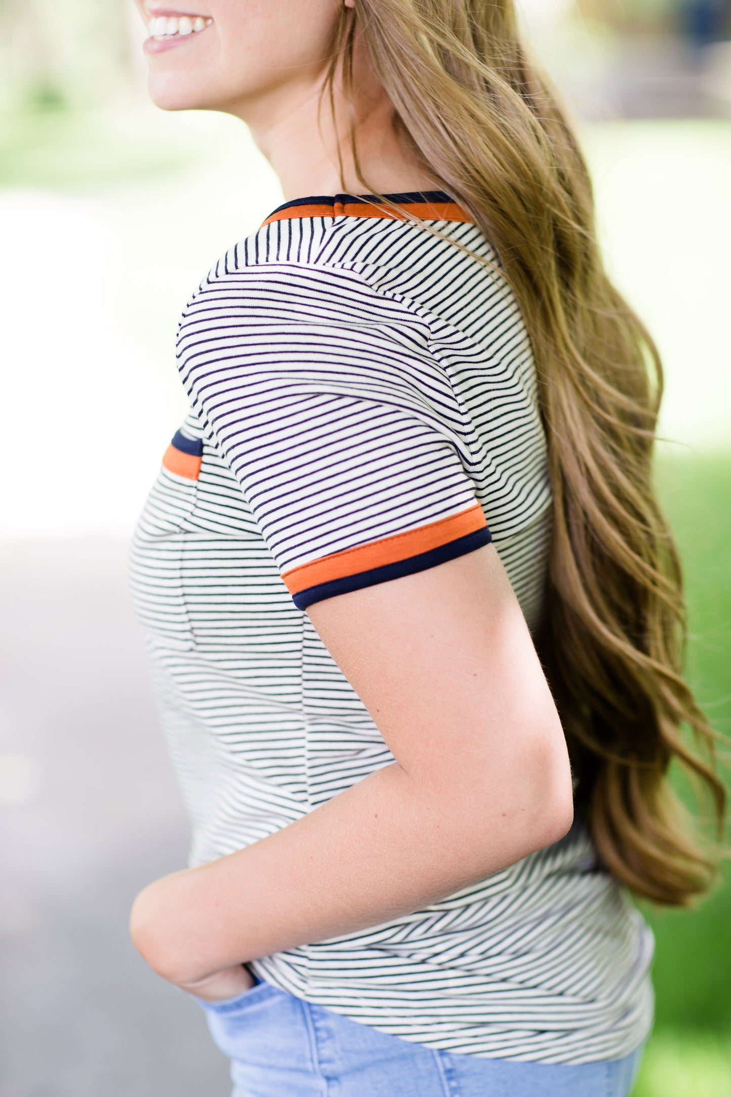 Front Pocket Mini Striped Tee
